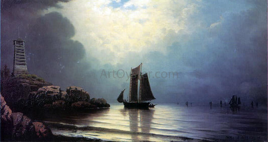 William Frederick De Haas Sailing Vessel off a Rocky Point - Canvas Print