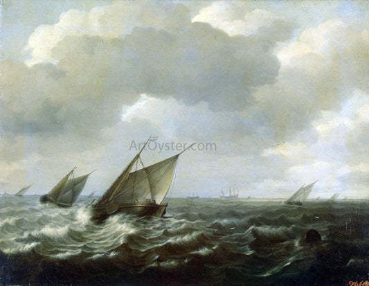Hendrick Maertensz Sorgh Sailing Vessels in a Strong Wind - Canvas Print