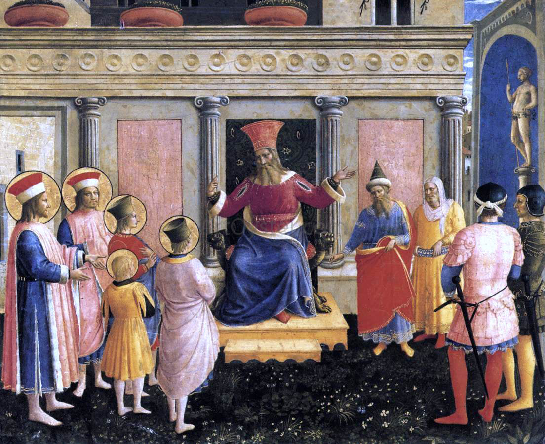 Fra Angelico Saint Cosmas and Saint Damian before Lisius (San Marco Altarpiece) - Canvas Print