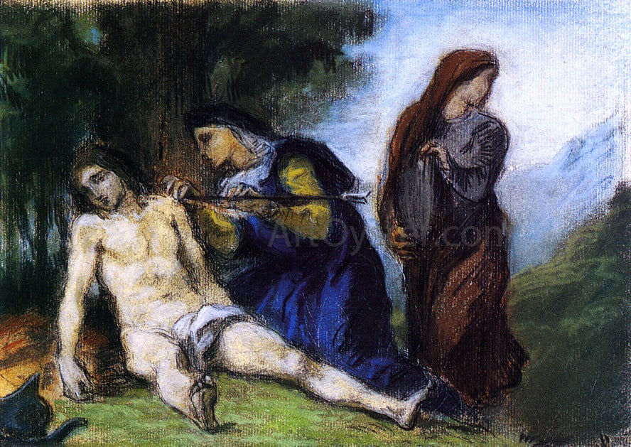 Eugene Delacroix Saint Sebastien Comforted by Female Saints - Canvas Print