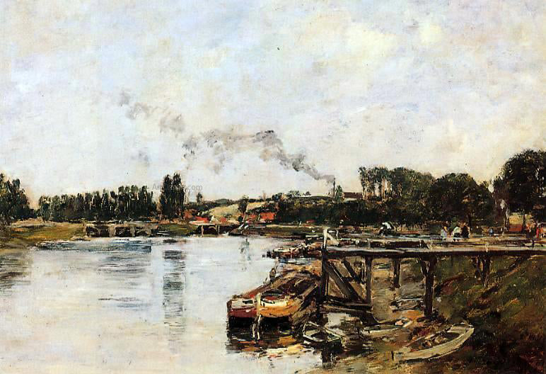 Eugene-Louis Boudin Saint Valery sur Somme, the Abbeville Canal - Canvas Print