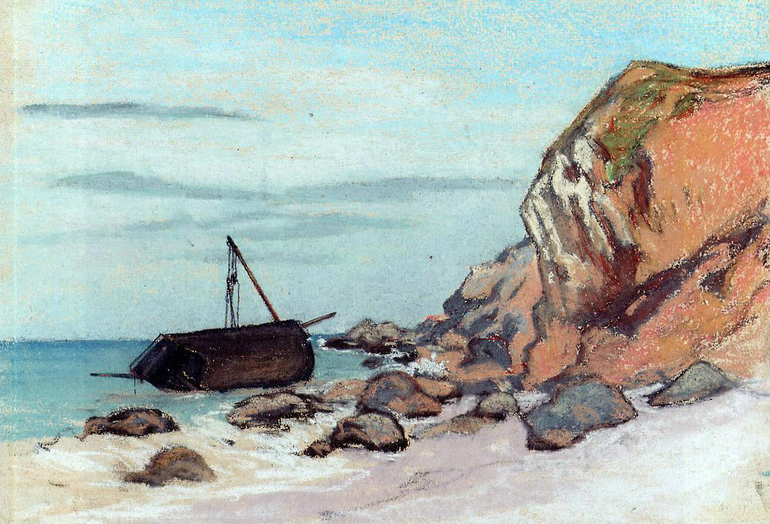 Claude Oscar Monet Saint-Adresse, Beached Sailboat - Canvas Print