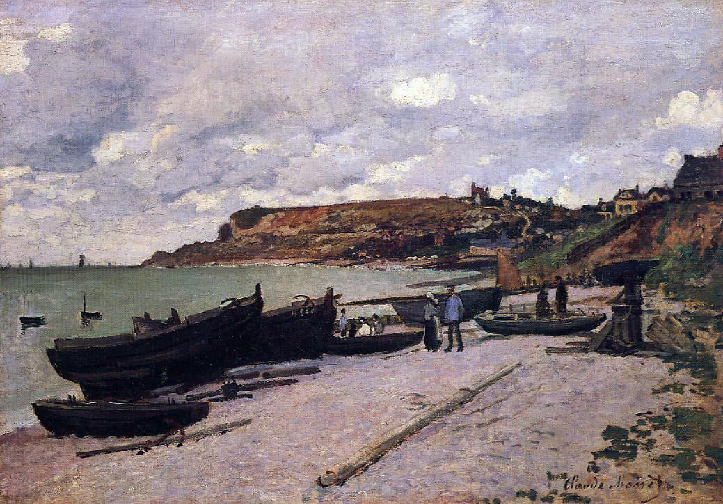 Claude Oscar Monet Sainte-Adresse, Fishing Boats on the Shore - Canvas Print