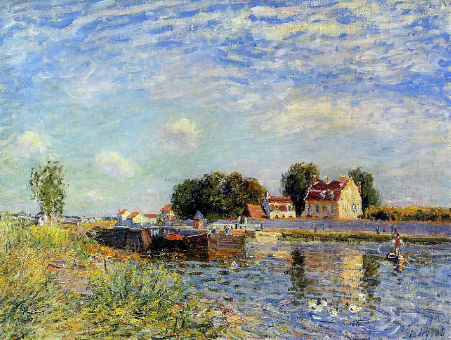 Alfred Sisley Saint-Mammes, Ducks on Canal - Canvas Print