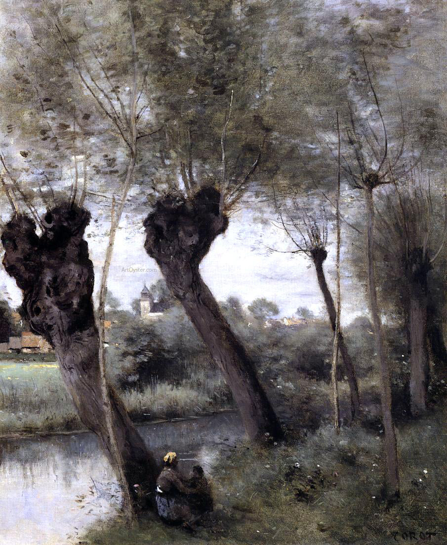 Jean-Baptiste-Camille Corot Saint-Nicholas-les-Arras; Willows on the Banks of the Scarpe - Canvas Print