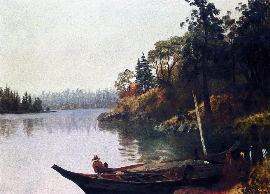 Albert Bierstadt Salmon Fishing on the Northwest Coast - Canvas Print