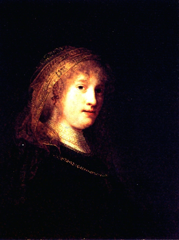 Rembrandt Van Rijn Saskia Wearing A Veil - Canvas Print