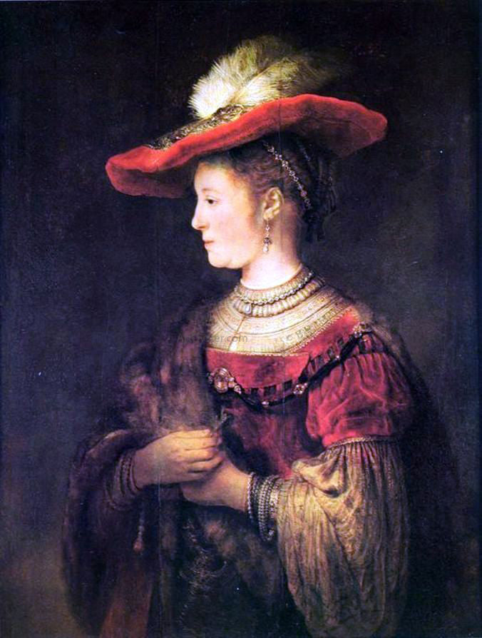Rembrandt Van Rijn Saskia with a Bonnet - Canvas Print
