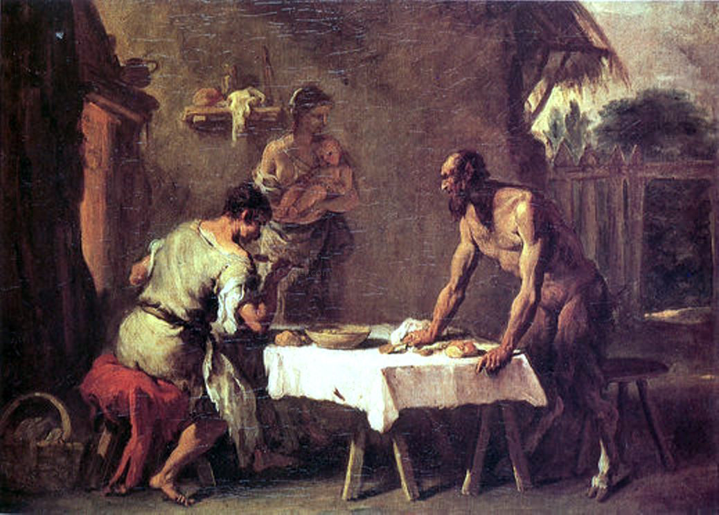 Sebastiano Ricci Satyr and a Farmer - Canvas Print