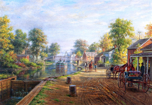 Edward Lamson Henry Scene Along Delaware and Hudson Canal - Canvas Print
