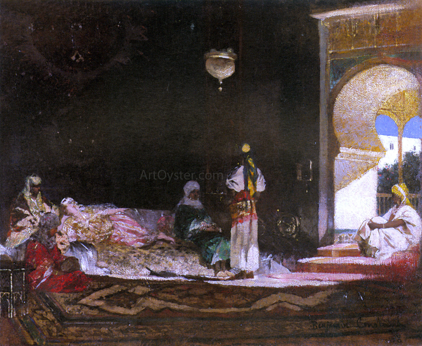 Jean-Joseph Benjamin Constant Scene de Harem - Canvas Print
