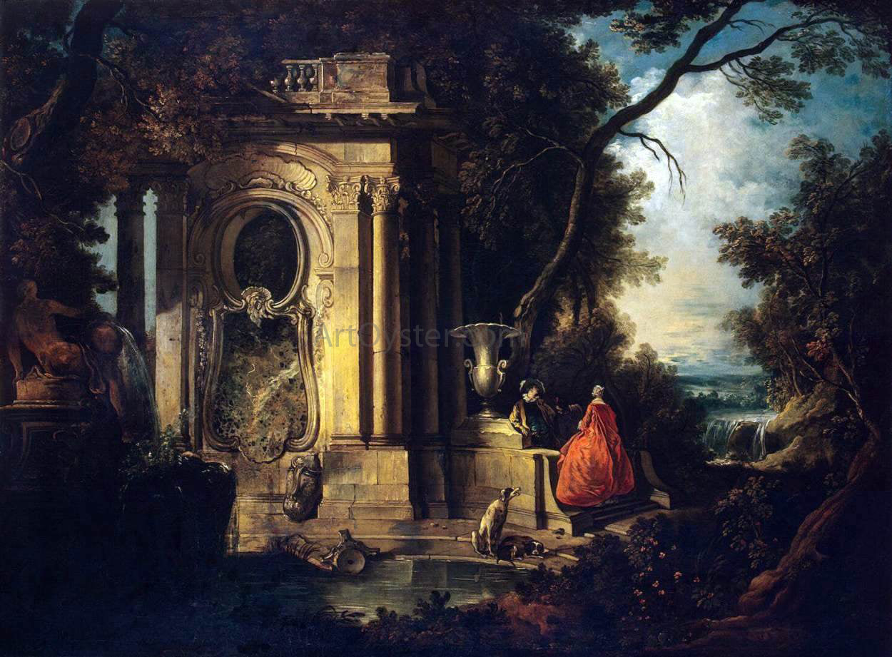 Jacques De Lajoue Scene in a Park - Canvas Print