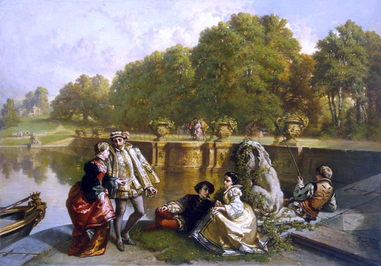 Jozef Hubert Lies Scene in a Park - Canvas Print