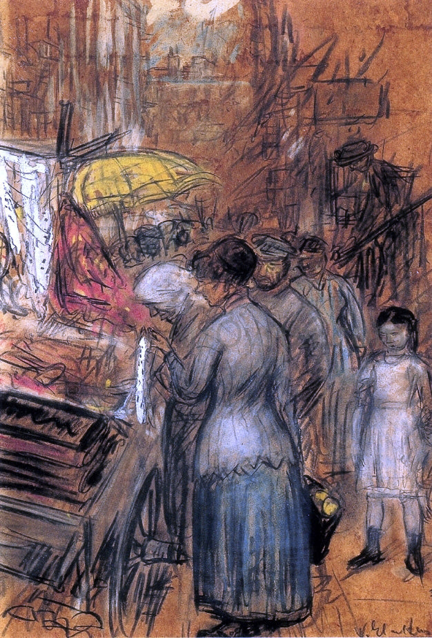 William James Glackens Scene on the Lower East Side - Canvas Print