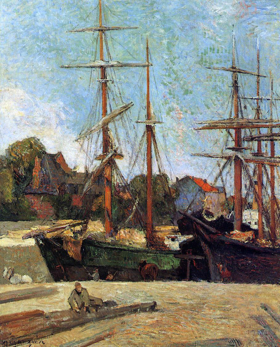 Paul Gauguin A Schooner and Three-Master - Canvas Print