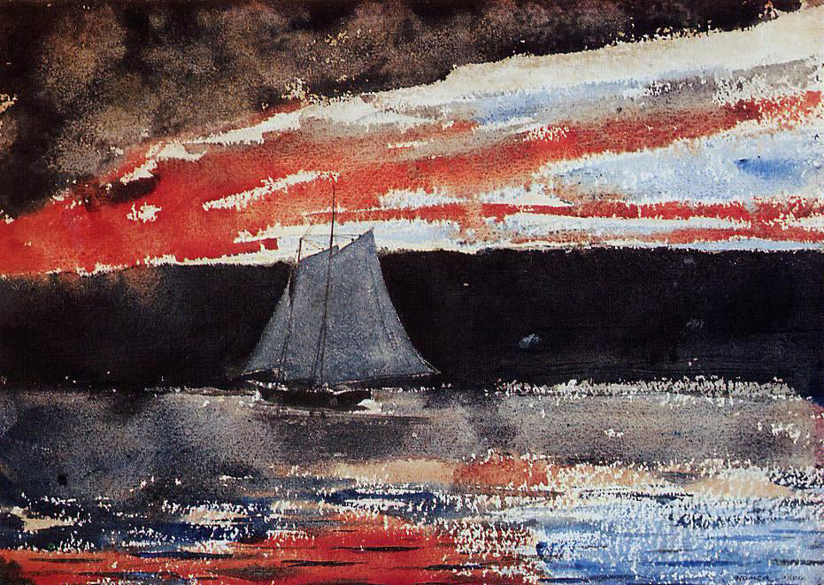 Winslow Homer Schooner at Sunset - Canvas Print