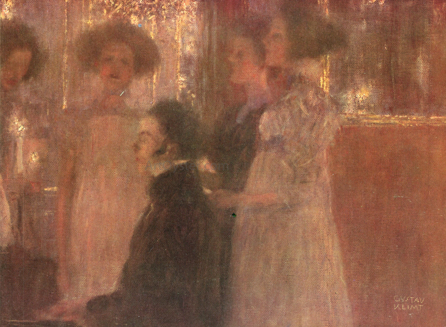 Gustav Klimt Schubert at the Piano - Canvas Print