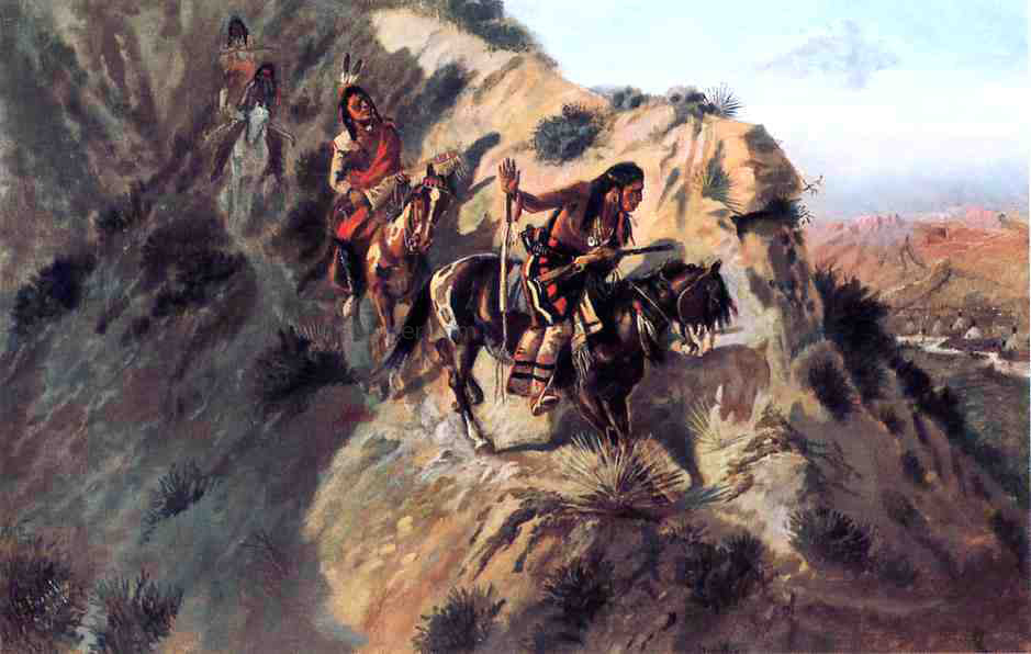 Charles Marion Russell Scouting the Enemy - Canvas Print