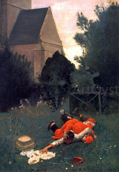Jehan-Georges Vibert Scramble for the Lunch - Canvas Print