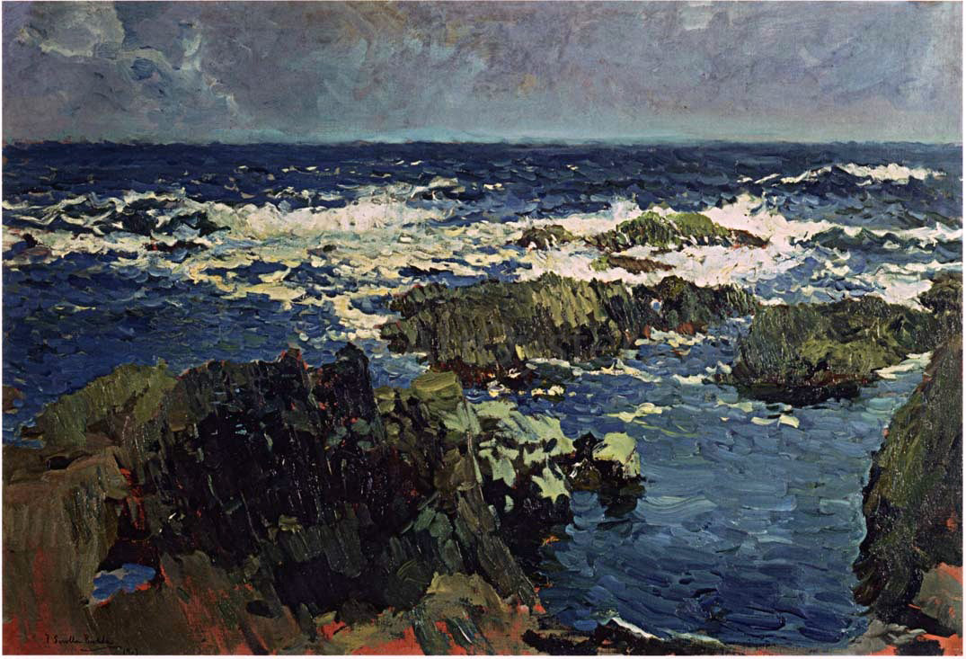 Joaquin Sorolla Y Bastida Sea and Rocks in San Esteban, Asturias - Canvas Print