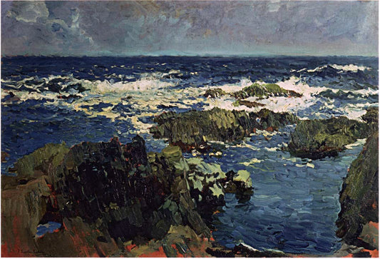 Joaquin Sorolla Y Bastida Sea and Rocks in San Esteban, Asturias - Canvas Print