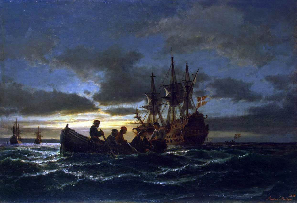 Anton Melbye Sea at Night - Canvas Print
