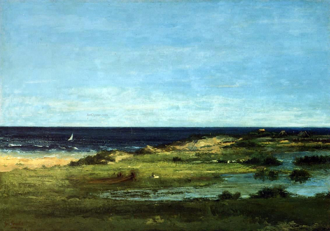 Gustave Courbet Seacoast (also known as Souvenir of Les Cabanes) - Canvas Print