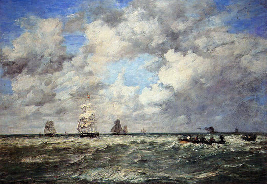 Eugene-Louis Boudin Seascape, Les Lamaneurs - Canvas Print