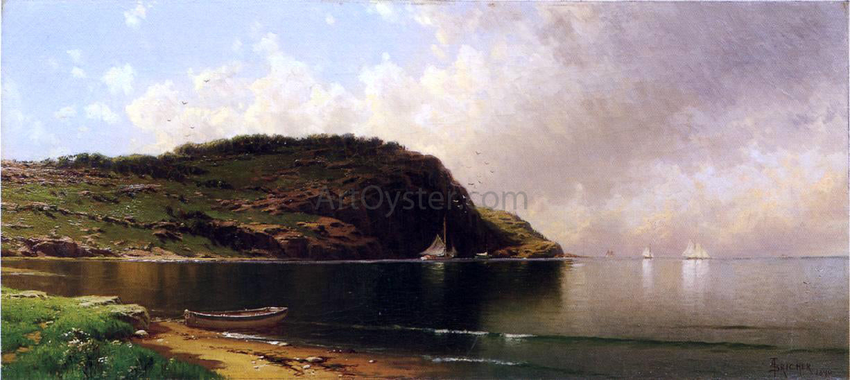 Alfred Thompson Bricher Seascape with Dory and Sailboats - Canvas Print