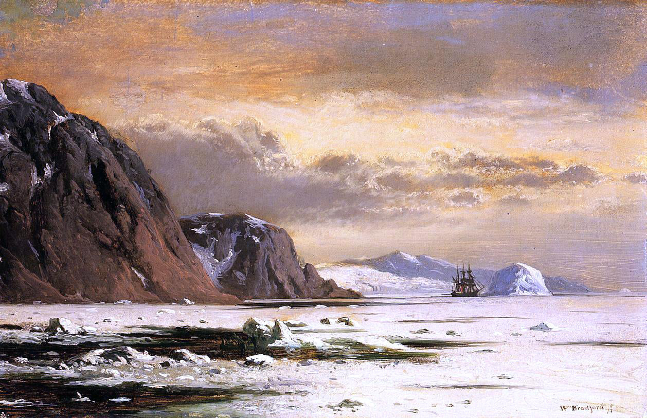 William Bradford Seascape with Icebergs - Canvas Print