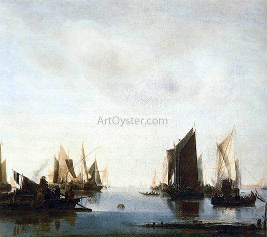 Jan Van de Capelle Seascape with Sailing Boats - Canvas Print