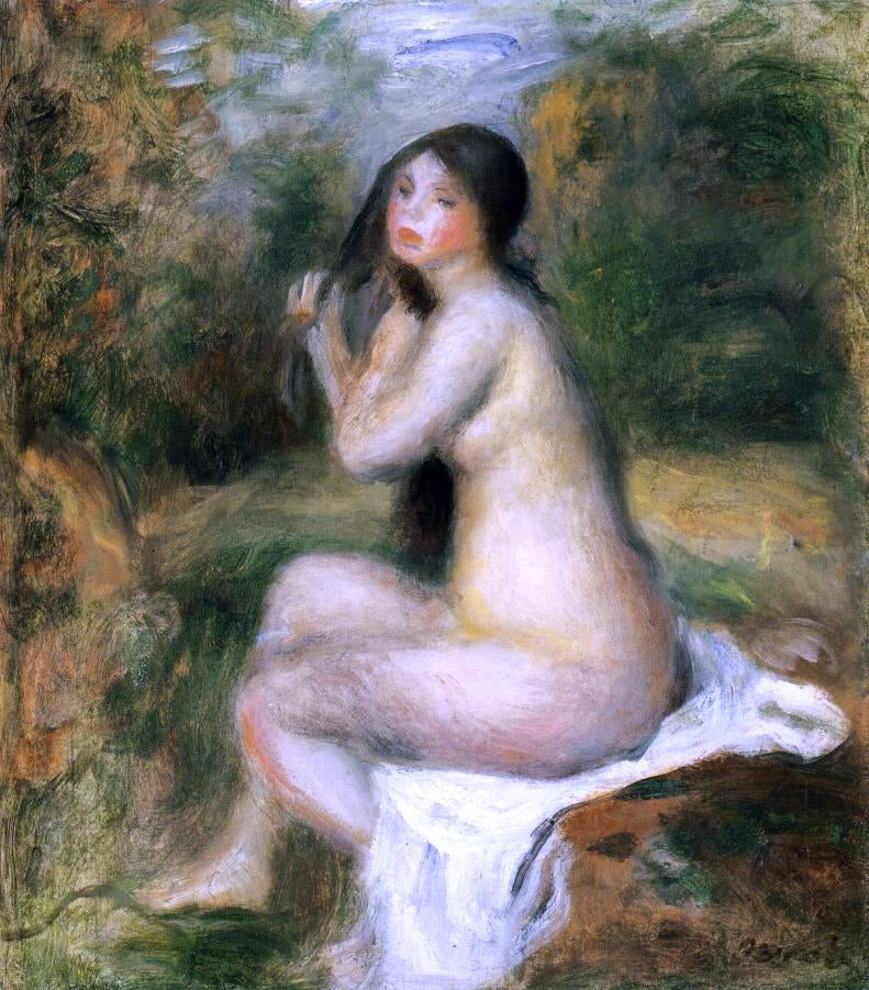 Pierre Auguste Renoir Seated Bather - Canvas Print
