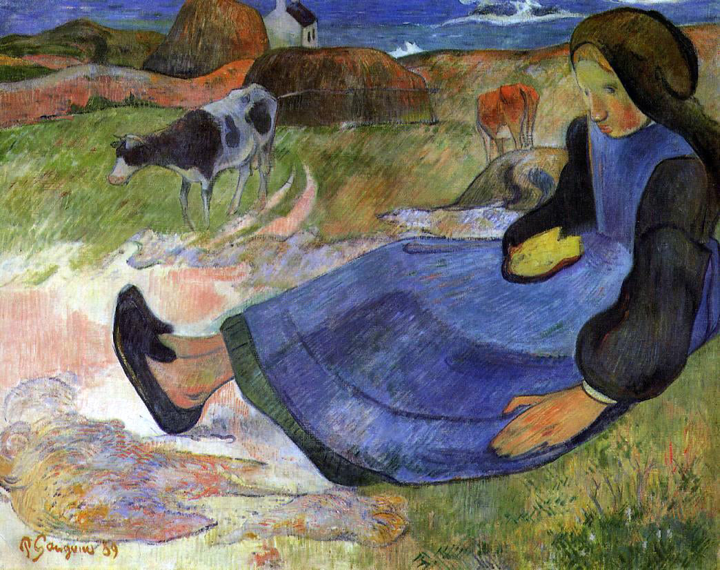 Paul Gauguin A Seated Breton Girl - Canvas Print