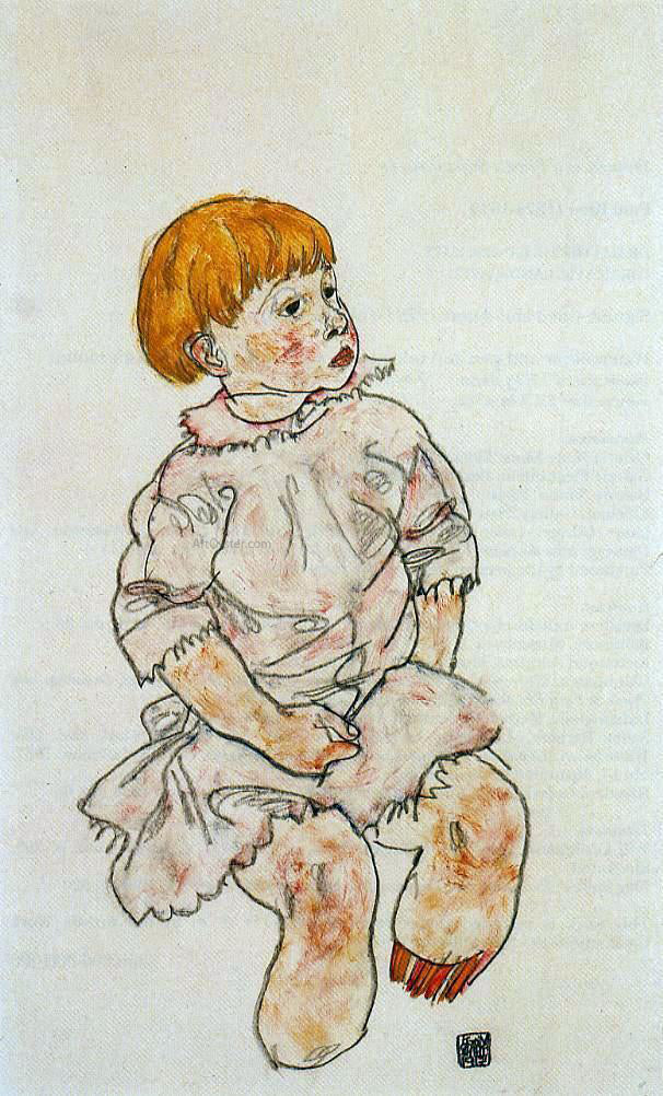 Egon Schiele Seated Child: Anton Peschka, Jr - Canvas Print