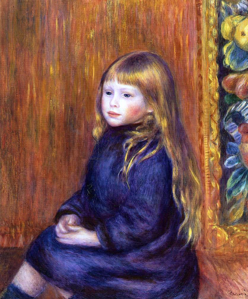 Pierre Auguste Renoir Seated Child in a Blue Dress - Canvas Print