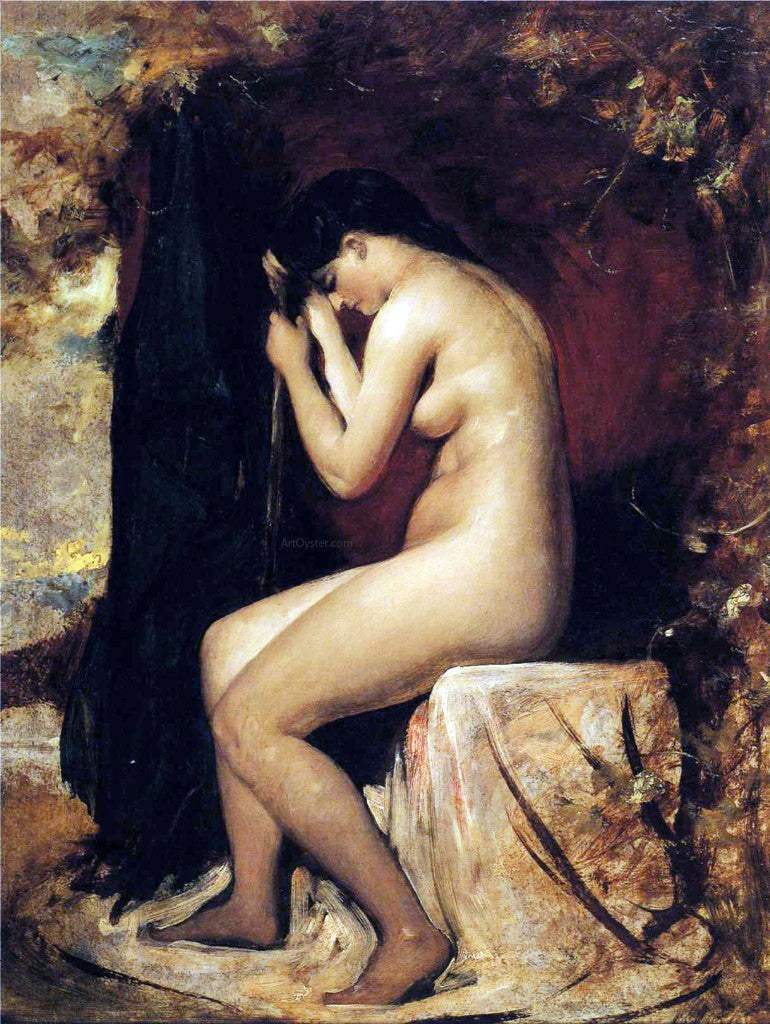 William Etty Seated Female Nude - Canvas Print
