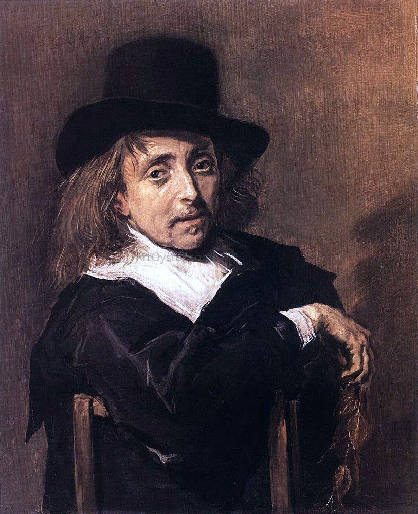 Frans Hals Seated Man Holding a Branch - Canvas Print