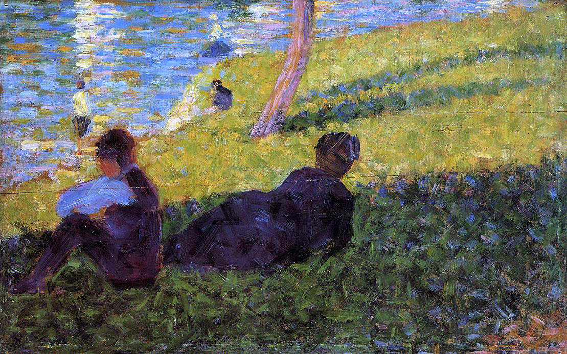 Georges Seurat Seated Man, Reclining Woman - Canvas Print