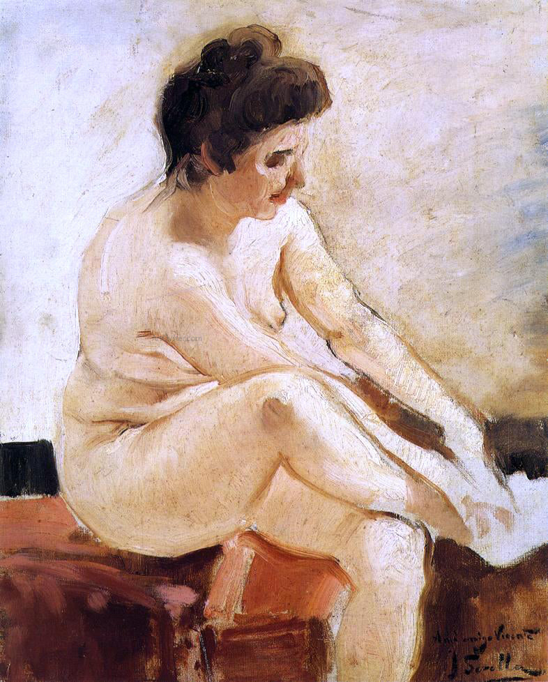 Joaquin Sorolla Y Bastida Seated Nude - Canvas Print