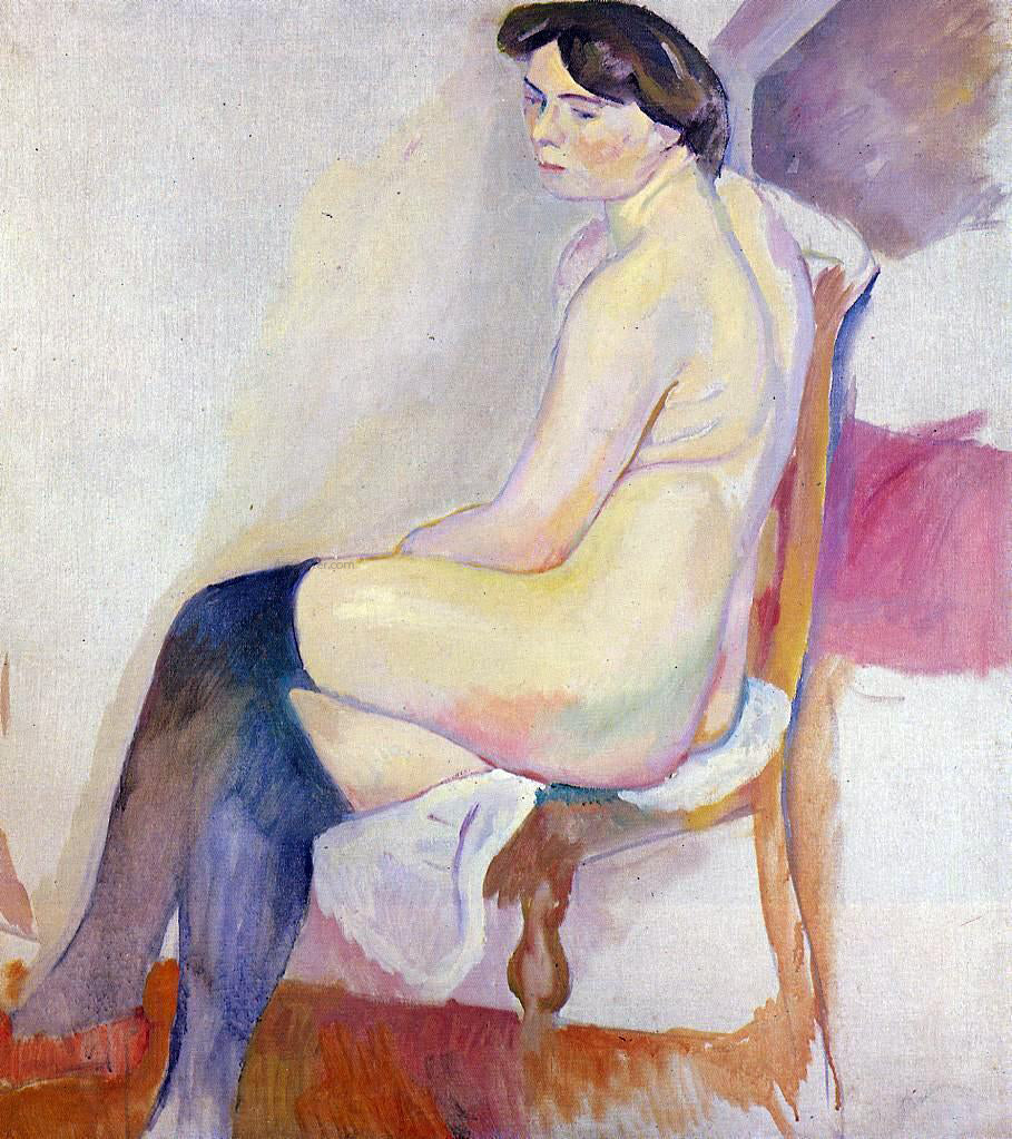 Jules Pascin Seated Nude with Black Stockings - Canvas Print