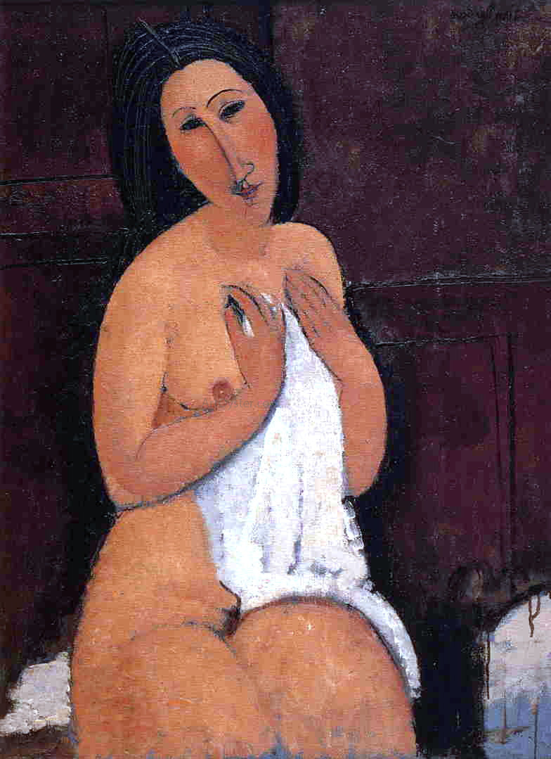 Amedeo Modigliani Seated Nude with Shift - Canvas Print