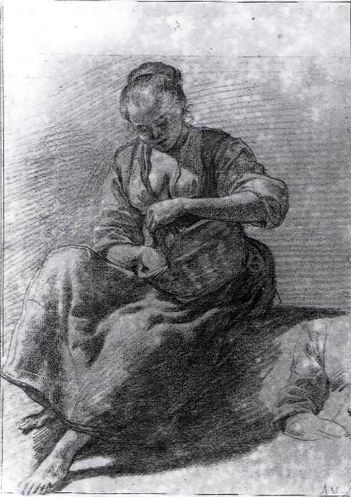 Adriaen Van de Velde Seated Woman - Canvas Print