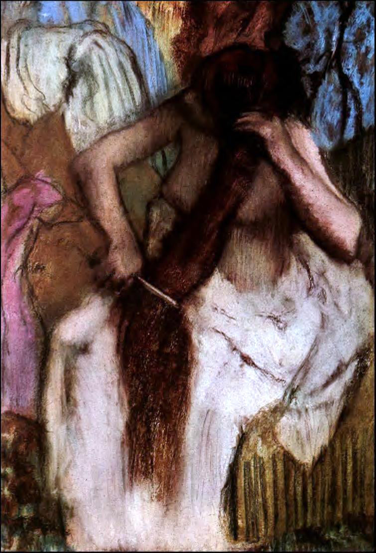 Edgar Degas Seated Woman Combing Her Hair - Canvas Print