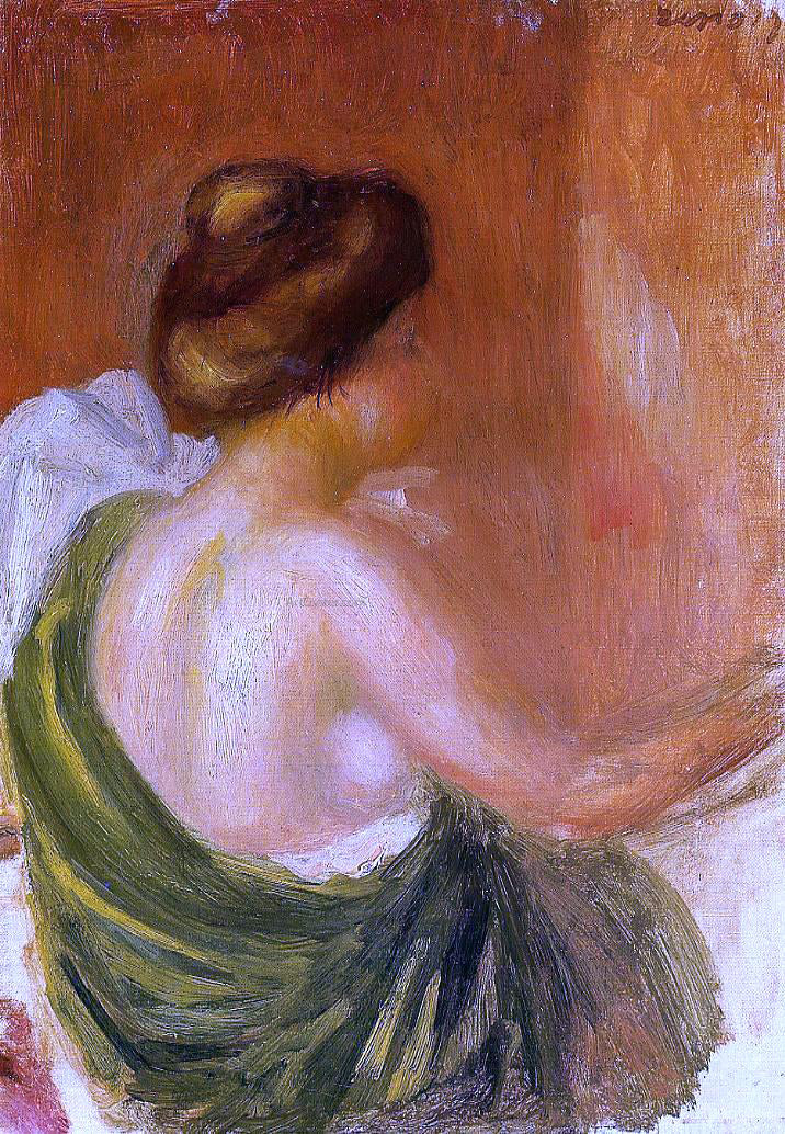 Pierre Auguste Renoir Seated Woman in a Green Robe - Canvas Print