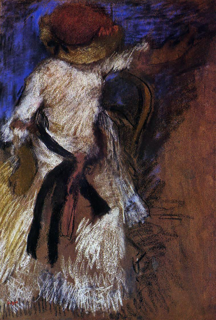 Edgar Degas Seated Woman in a White Dress - Canvas Print