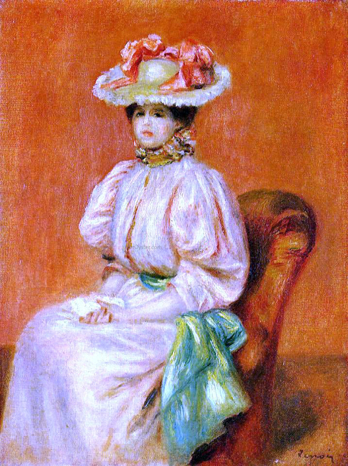 Pierre Auguste Renoir Seated Woman with Green Sash - Canvas Print
