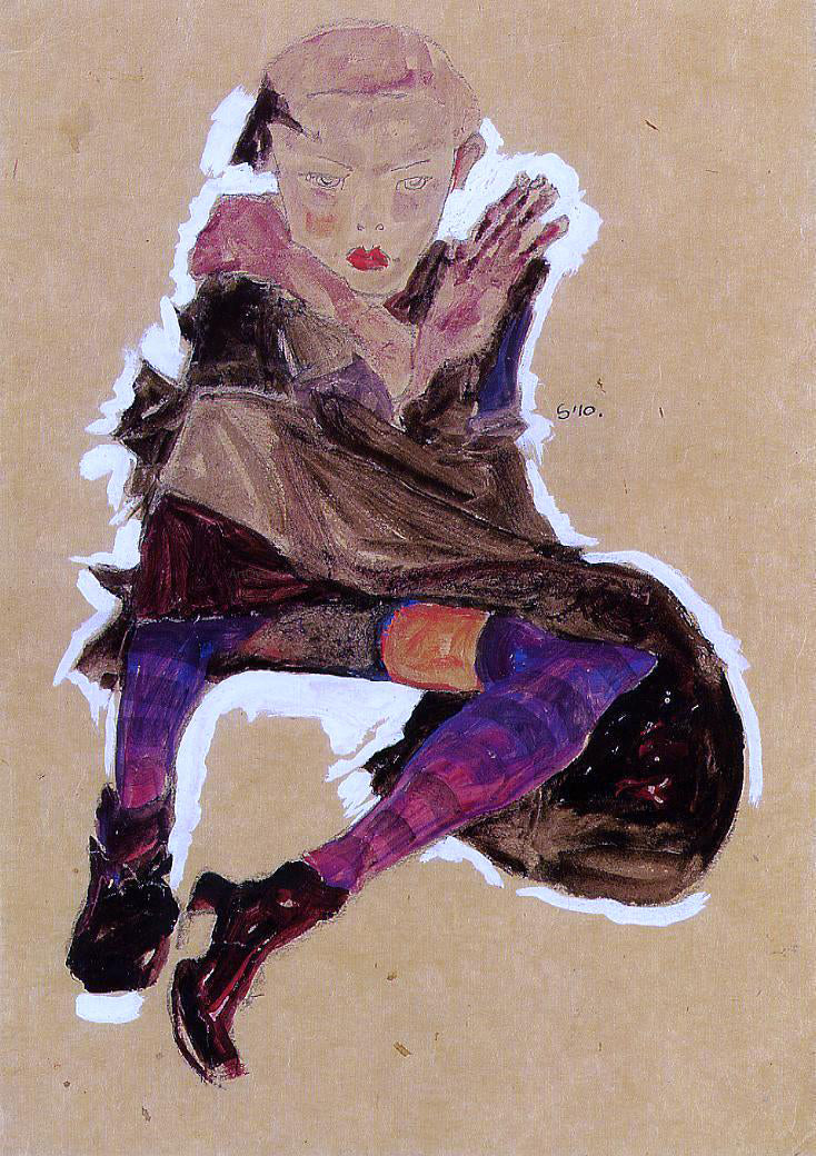 Egon Schiele Seated Young Girl - Canvas Print