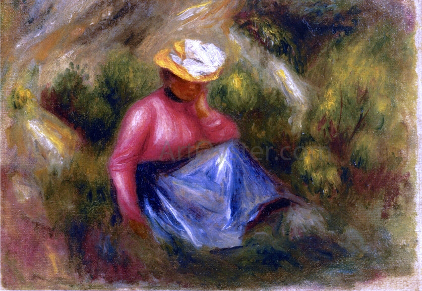 Pierre Auguste Renoir Seated Young Girl with Hat - Canvas Print