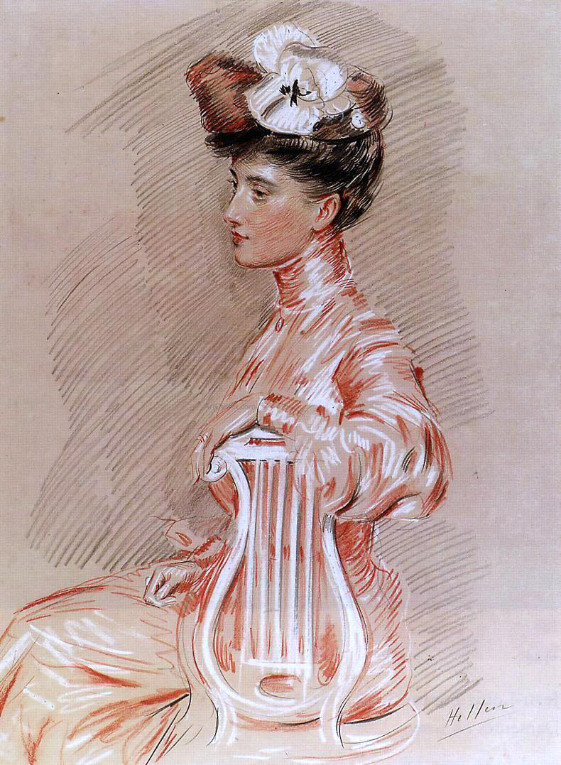 Paul Cesar Helleu Seated Young Woman - Canvas Print