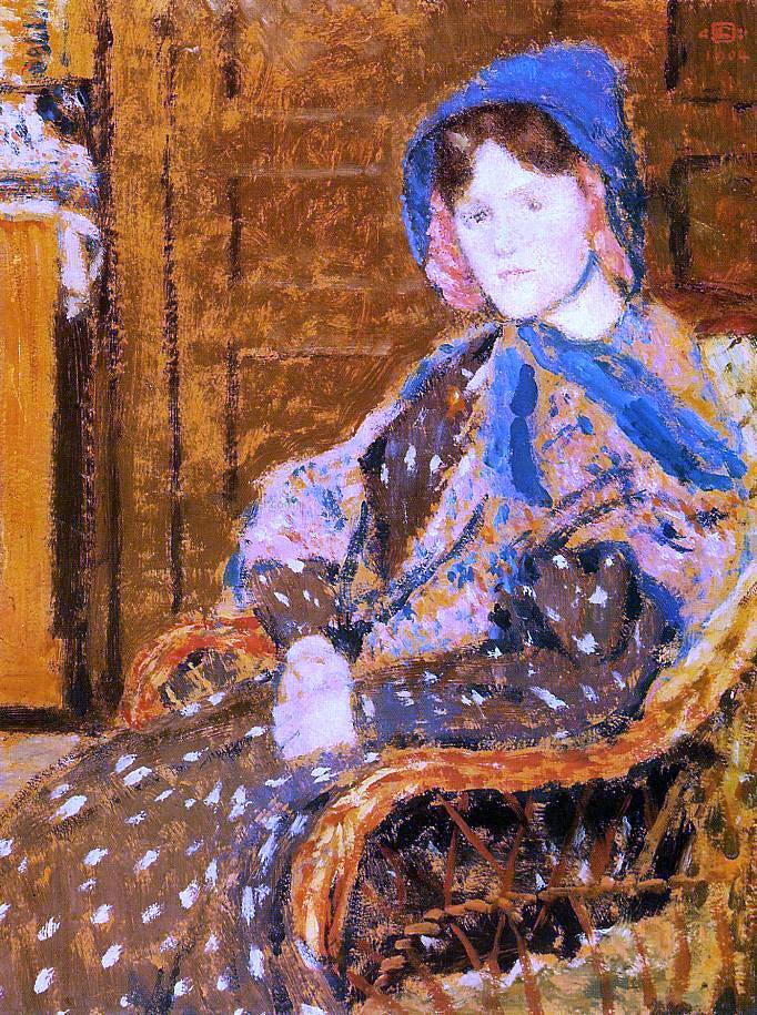 Georges Lemmen Seated Young Woman in a Blue Hat - Canvas Print